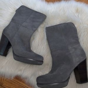 Banana Republic gray suede platform booties